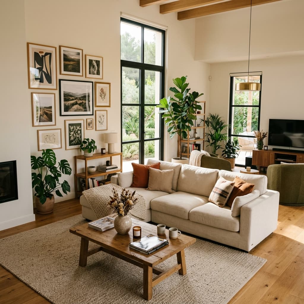 Cozy modern living room interior in a luxury villa
